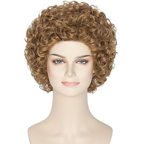Miss U Hair Women Short Curly Wig Strawberry Blonde Brown Cosplay Party Wig Cover