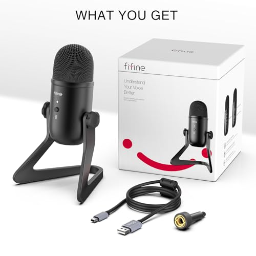 image for FIFINE USB Podcast Microphone for Recording Streaming, Condenser Compu