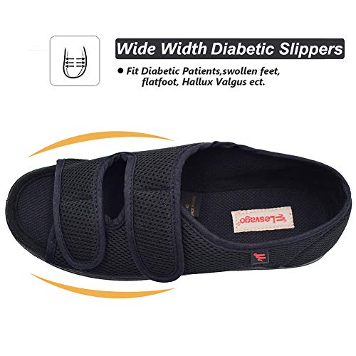 W&LESVAGO Women's Open Toe Diabetic Sandals,Adjustable Width Arthritis Edema Shoes,Comfortable House Slippers for Elderly Swollen Feet2