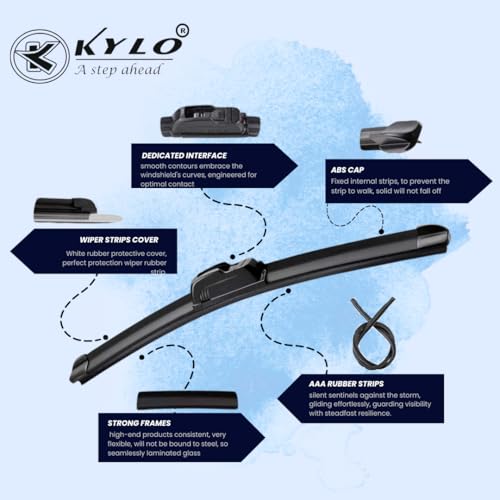 Kylo Perfect Fitting Frameless Windshield 100% Scratch Proof Cleaning Water Repellant Silicon Wiper Blades Suitable for HYUNDAI i10 D 22,P 16 (Set of 2)