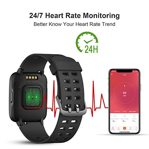 LETSCOM Smart Watch with Heart Rate Monitor, Compatible with iPhone Samsung Android Phones, IP68 Waterproof Activity Tracker Smartwatch with Calorie Counter Sleep Monitor for Women Men