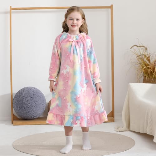Girls Flannel Dress，Winter Princess Dresses Long Sleeve Gown 3-12Years3
