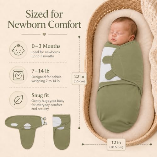 Image of Newborn Swaddle Sleep Sacks, 0-3 Months, 3-Pack | 100% Organic Cotton, For Baby Girls & Boys, Nursery Swaddling Blankets, Infant