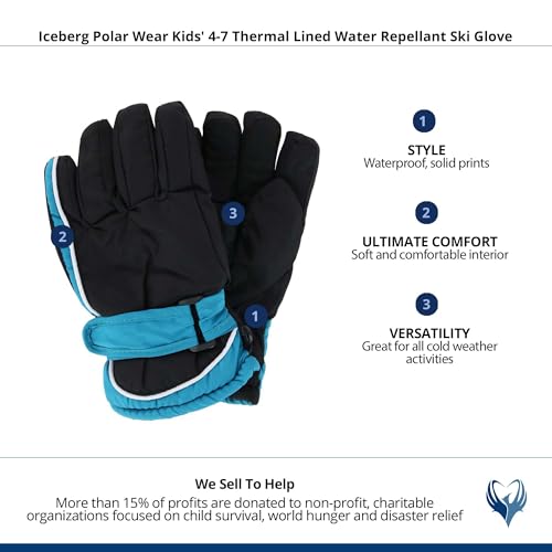 Image of Kids' 4-7 Years Thermal Lined Water Repellant Ski Gloves by Iceberg Polar Wear