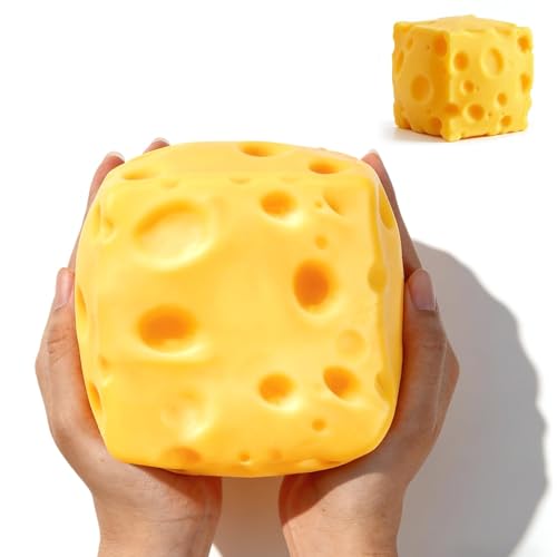 5in Giant Cheese Squishy Extra Large Big Jumbo Cheese Squeeze Stress Balls Slow Rising Fun Butter Stick for Anxiety Relief Fidget Adults (Yellow)