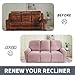 JIVINER Recliner Couch Cover, Jacquard 5 Piece Stretch Sofa Covers for 3 Cushion Reclining Lazy Boy Soft Washable Sofa Slipcovers Protector with Pockets (Recliner Sofa, Dusty Pink)