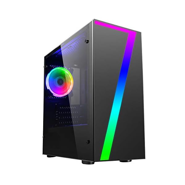 OCHW Seven RGB Ultra Fast Gaming PC Desktop Computer AMD Ryzen 5 5500GT 4.4Ghz 12 Threads ATI Radeon HD Graphics USB 3.0 240GB SSD 16GB DDR4 Wifi Windows 11 Pro