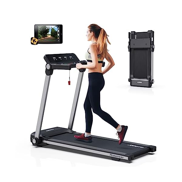 JOROTO Loopband Voor Thuis, 2,5 pk, 0,5-14 km/u Loopband Opvouwbaar met Bluetooth & app, Loopbanden met 9 Vooraf Ingestelde Programma’s Loopband Voor Thuis met LED-display, Draagvermogen 120 kg