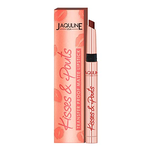 Image of JAQULINE USA Kisses & Pouts Matte Lipstick | Transfer Proof | Smudge Proof | Enriched with Vitamin E | Lightweight | High-Impact Colour | Long Lasting | 1.4g (Steamy Kiss)