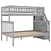 Harper & Bright Designs Twin Over Full Bunk Bed with Stairs, Wooden Bunk Bed Frame with Safety Guardrails and Wooden Slats Support, No Box Spring Needed, Grey