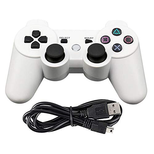 Tidoom PS3 Controller Wireless Playstation 3 Controller Bluetooth Remote Gamepad Compatible for PS3 Controller Joystick White