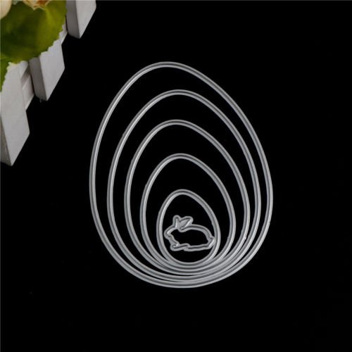 Set 4 Fustelle Per Scrapbooking A Tema Pasqua – Stampi In Acciaio Per Uova E Coniglietti – Per Tutte Le Macchine Da Taglio
