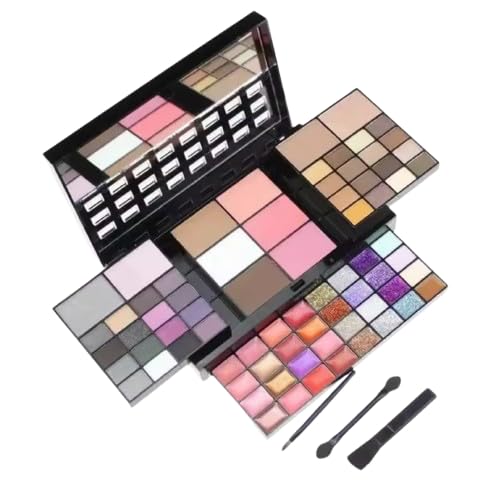 Juego de paleta de maquillaje con 74 colores, sombra de ojos, rubor, contorno, corrector, brillo de labios, acabado brillante, mate y purpurina,