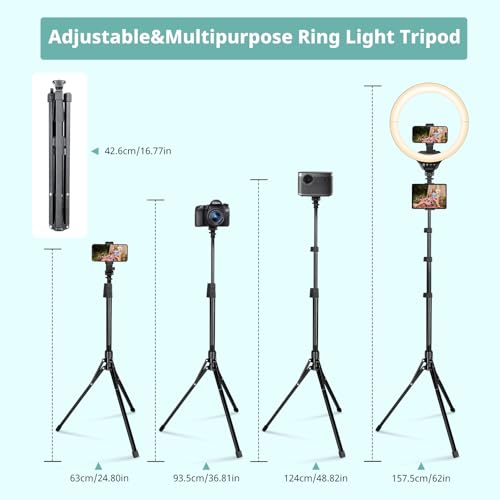 Image of Aureday 14inch iPad Ring Light with Tripod Stand, 62inch Selfie Tripod Light Ring with Phone&Tablet Holder for Recording, 20W LED Circle Light with Wireless Remote for Tiktok, Makeup, Live Streaming