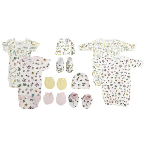 Bambini NC-0614 Newborn Baby Girl 10 Piece Layette Sets White & Pink