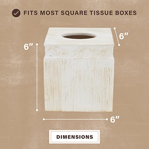Image of Rustic Luxe Beige Square Resin Tissue Box Cover