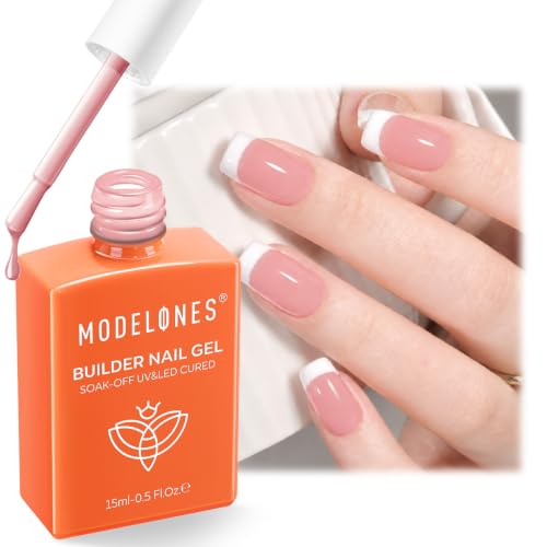modelones Builder Nail Gel, Peachy Nude Builder for Nails Color Base Coat