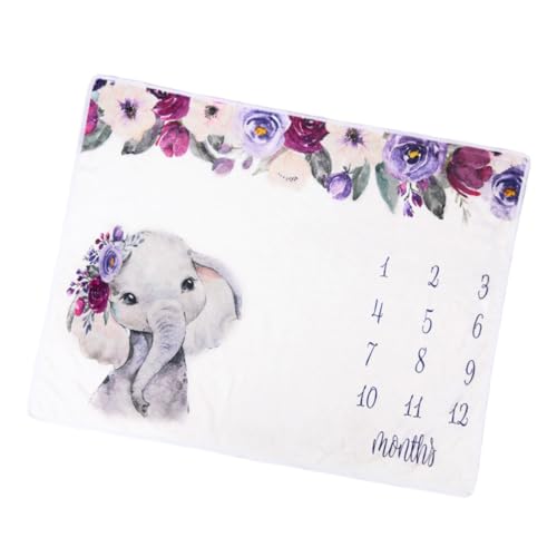 GALPADA Manta de Franela para Diseño de Elefante, Suave y Lujosa para Fotografía y Registro Mensual, Adecuada como Base para Sesión de Fotos