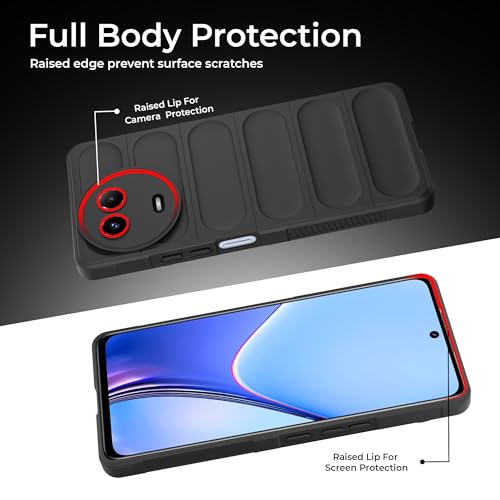 Image of A rtistque Back Cover Case for Realme 11 / 11X 5G / C67 5G / Narzo 60X 5G | with Inner Fabric | Stylish AirBag Case | Liquid Stripe Silicone | Anti Slip Grip | Realme 11 Back Cover - Black