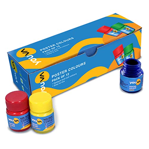 Image of YOUVA Navneet|Poster Colours For All Age Groups|Liquid Colours|10 Ml Each|Pack Of 12, Multicolour