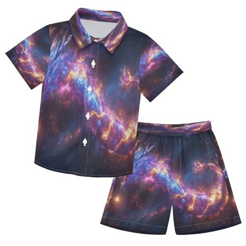 Boccsty Purple Dragon Lightning Boy Summer Shorts Sets Hawaiian Toddler Boys T-Shirt & Pants 2 Pcs 3T