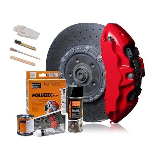 Foliatec Bremssattel Lack Set, Hitzebeständig, Komplettsatz für 4 Bremssättel, Racing Rosso, 7-teiliges Set