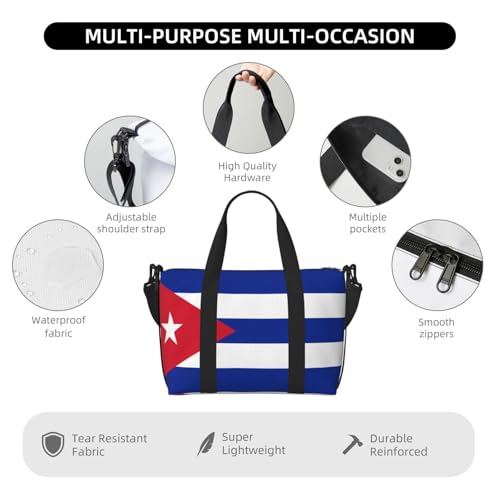 Cuban flag printing Hand Travel Bag Personal item bag women's handbag, travel large shoulder bag with zipper.4