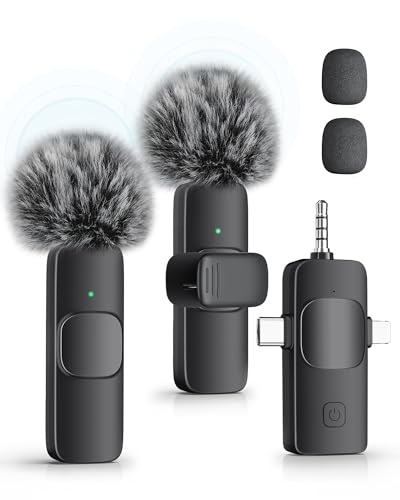 Image of 3-in-1 Wireless Lavalier Microphone for iPhone, iPad, Android, Camera - Noise-Canceling Mini Mic with 2.4G Ultra-Low Latency for Vlog, TikTok & YouTube Streaming (2 Mics)