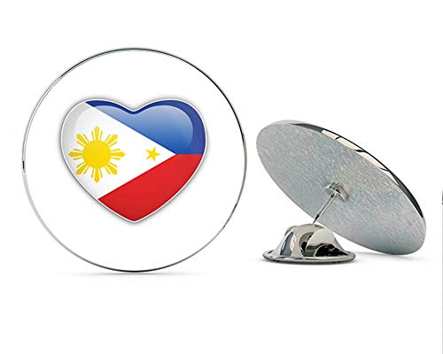 Philippines Flag Glossy Heart Round Metal 0.75
