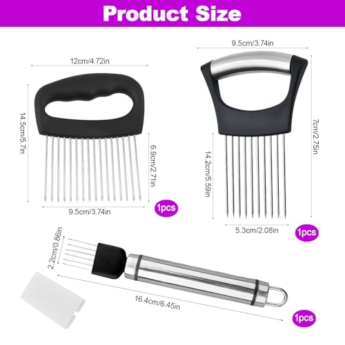 Onion Holder for Slicing Extra-Large Vegetable Chopper Tool Kit with 16 Long Needles and 10 Long Needles, Kitchen Gadget for Tomatoes Potatoes Meat Tenderizer Shred The Spring Onions(2PCs) - Image 4