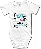 Eat Sleep Rave Repeat Cute Baby Cartoon Bodysuit Short Sleeve Bodysuit Rompers White