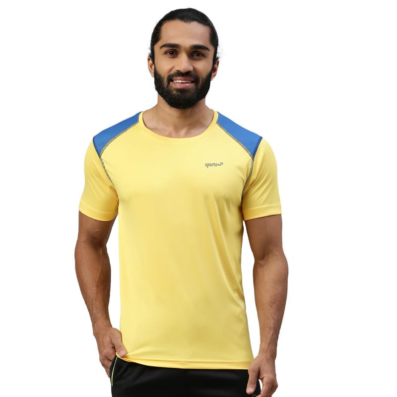 Image of sporto Men's Fast Dry Micro Fiber Solid Regular T-Shirt Half Sleeve|Charcoal