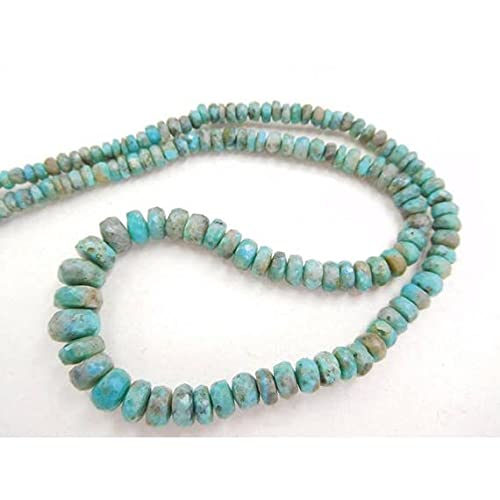 LKBEADS Natural Genuine Slleping Beaty Arizona Turquoise 3.5-7.5 Mm Faceted Rondelle Beads 13" Str