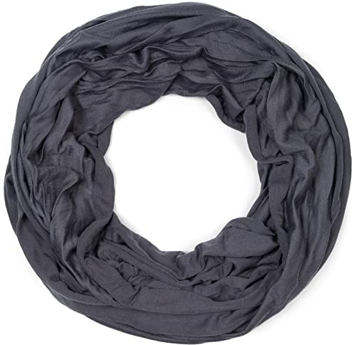 styleBREAKER Damen Jersey Loop Schlauchschal in Crash-Optik | Leichter elastischer Sommerschal Unifarben | Weich & Modisch | One Size, Farbe:Anthrazit