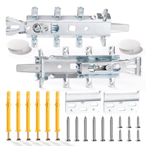 VooGenzek 2 Piezas Colgadores Ocultos para Gabinetes Cocina, Ganchos de Fijación para Muebles Suspendidos, Herrajes Colgar Muebles Cocina, con Tornillo y Cubierta, Peso del Rodamiento: 130kg