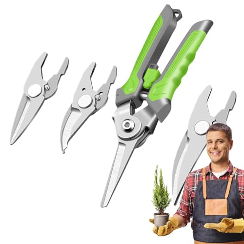 Sghtil Tijeras de jardín, Clippers de jardinería - Tijeras multifuncionales | Ciruelas de jardín tijeras de floristería con mango sin deslizar, corte de flores para