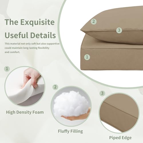 Easy-Going Waterproof Patio Chair Cushion Back 24x20 in + Seat 24x24x4 in Non-Slip Outdoor Seat Cushion with Zipper and Handle Camel by Easy-Going - Image 5