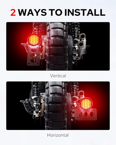 Image of Benlari Motorcycle LED Tail Light Brake Light with Bracket, Side Mount License Plate Rear Light Fit for Harley Honda Bobber Chopper Yamaha Sporster Kawasaki Suzuki (Flat, 0.75 inch)