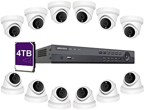 Commercial 16CH 4K PoE Security Camera System, (12) 5MP POE IP Cameras with Night Vision, H.265 4K 16CH NVR with 4TB HDD for 24-7 Recording,Plug-N-Play, NDAA Compliant for Home Outdoor Business