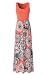 Zattcas Womens Summer Contrast Sleeveless Tank Top Floral Print Maxi Dress Orange Coral Medium