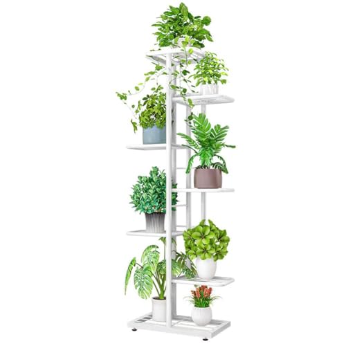 Lidzopas Soporte de metal para plantas de 7 niveles, interior y exterior, esquina para flores, estantería para plantas múltiples, soporte para plantas, escaleras para exteriores, balcón, jardín, sala