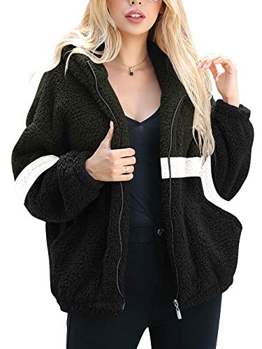 Caracilia Women's Casual Warm Faux Fur Coat Jacket Autumn Winter Long Sleeve Hooded Fluffy Fur Outwear C9A4-junlv-L
