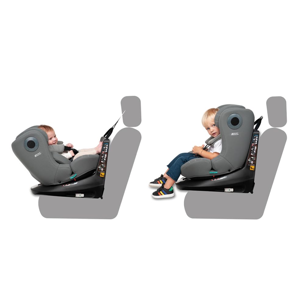 Foppapedretti FP360 Quick i-Size, Siège pivotant à 360° pour enfants de 40 à 150 cm de hauteur, 0 à 12 ans, conforme ECE R129, fixation Dualfix (Isofix et non), Safe Body Protection, Black