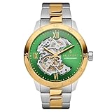 Seizmont Orologio da uomo – Orologio da polso automatico – Gunmetal grigio scheletro – acciaio inossidabile 316L e vetro zaffiro, oro, argento, verde, Bracciale