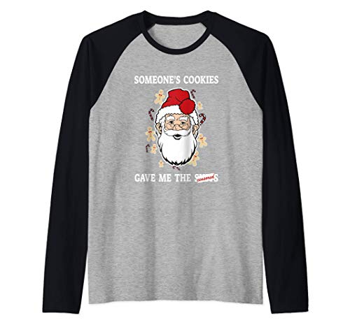 Funny Bad Naughty Santa Christmas Joke Holiday Humor Gag Maglia con Maniche Raglan