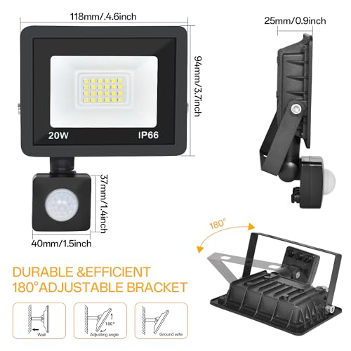Rerbio 20WFGD Motion Sensor Flood Light Outdoor, 20W Plug In Motion Sensor Light thumb #1