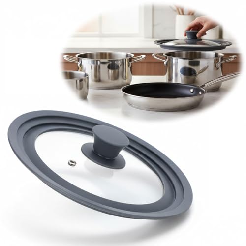 LS-LebenStil Borosilikatglas Topfdeckel Glasdeckel Ø 24 26 28cm abgestufter Silikonrand Glas Deckel für Pfannen und Töpfe Universaldeckel Pfannendeckel hitzebeständig & spülmaschinengeeignet