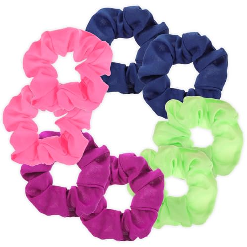8 gomas elásticas de color neón para el cabello, para coletas de los años 80, suaves y gruesas, accesorios para el cabello (rojo, verde, morado, azul)