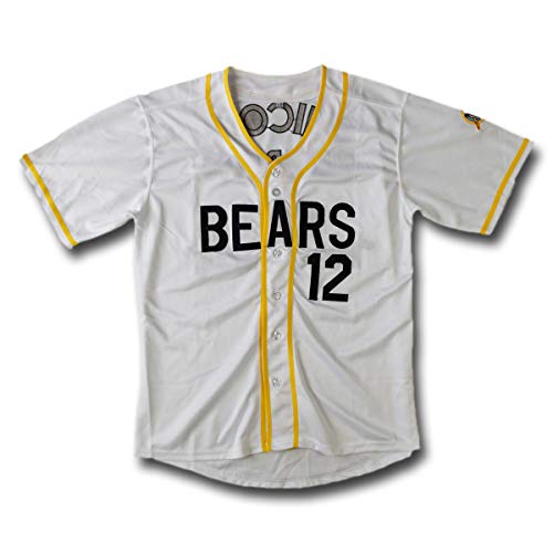 ETN Men s Bad News Bears Movie Baseball Jersey #3#12 Embroidered White S-5XL (White 12, 4XL)