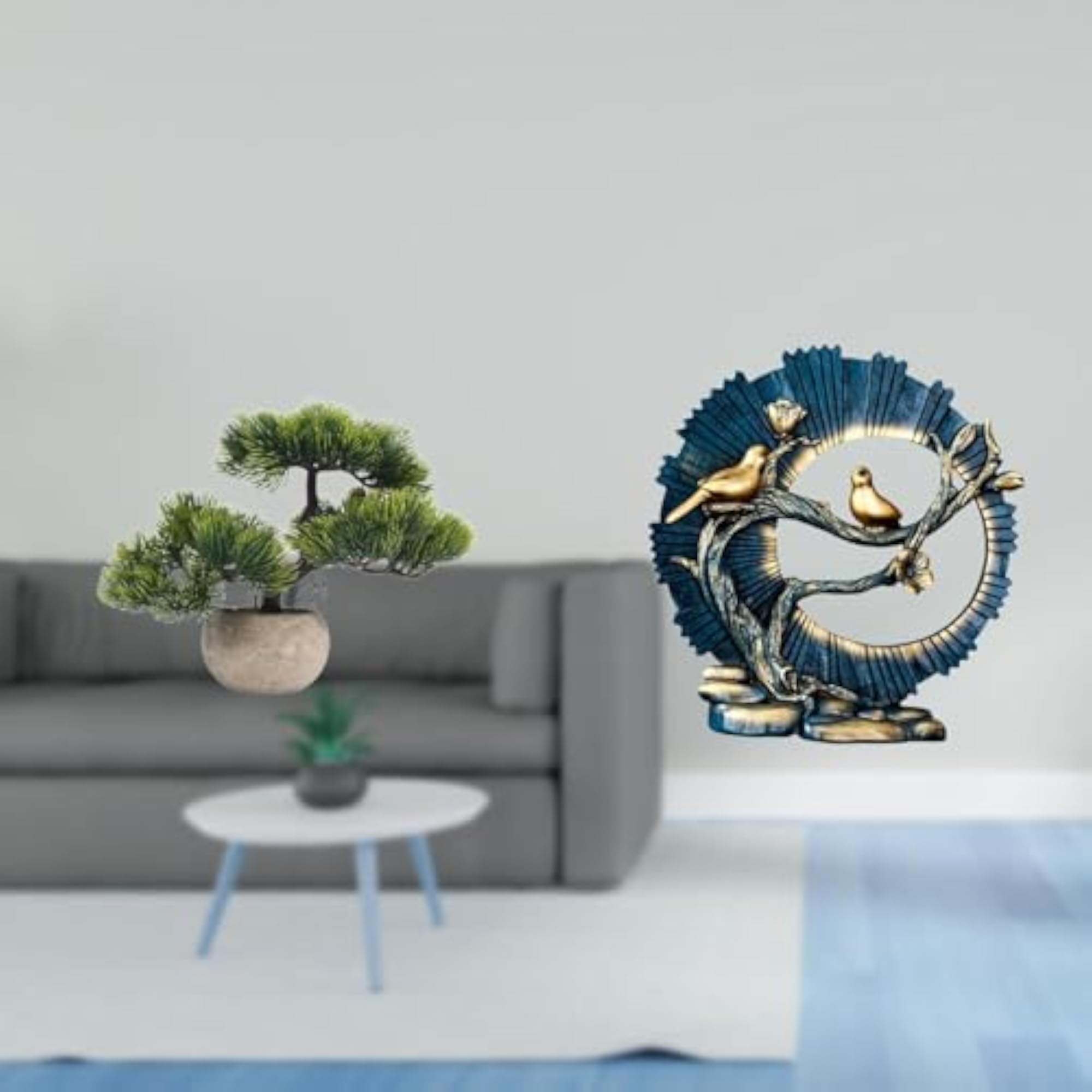 Artificial Bonsai Tree with Decorative Figurine Craft